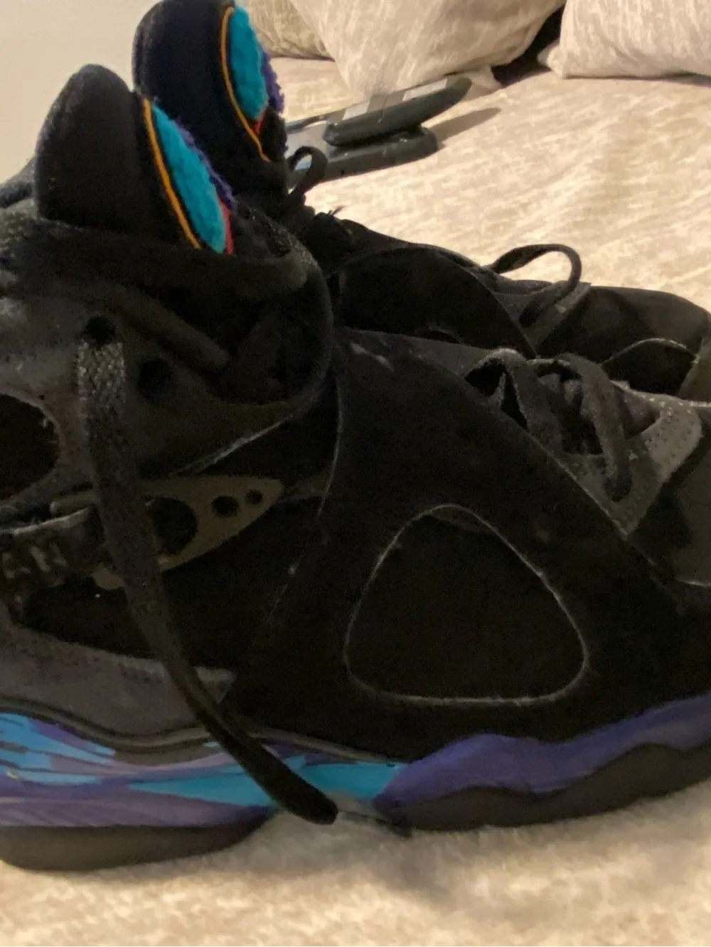 Jordan Black Suede Sneakers with Purple & Teal Accents